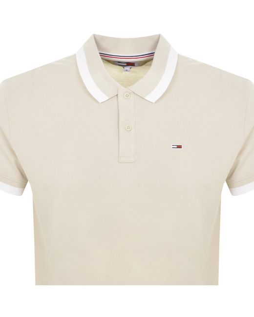 Tommy Hilfiger Natural Solid Tipped Polo Shirt for men