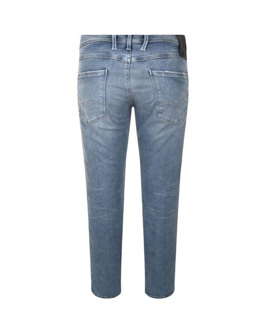 Replay Blue Anbass Slim Fit Jeans Light Wash for men