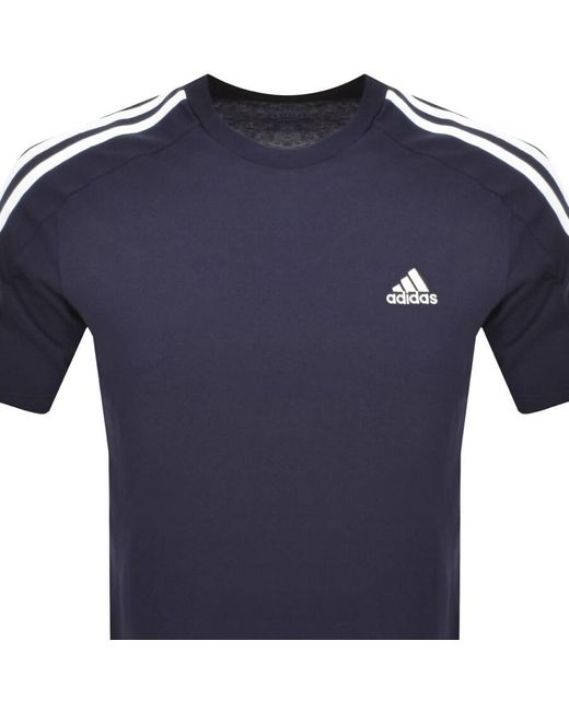 Adidas Originals Blue Adidas 3 Stripe T Shirt for men