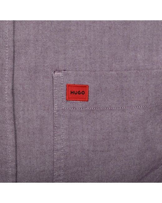 HUGO Purple Long Sleeved Evito Shirt Dark for men