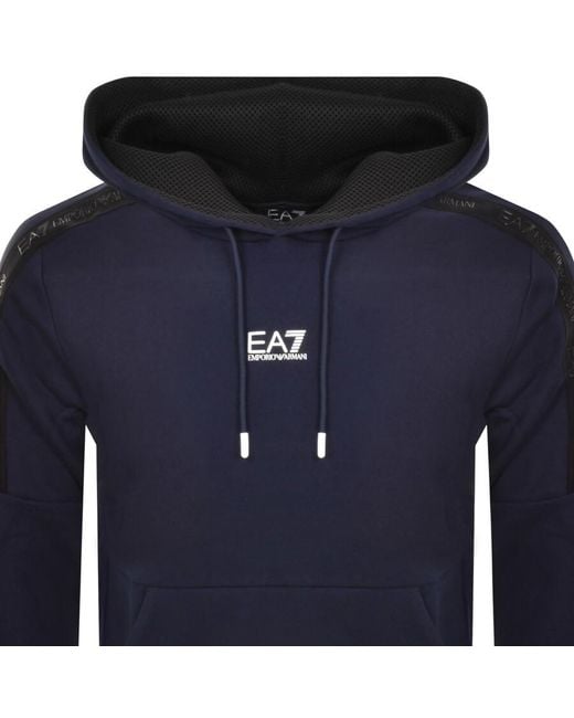 EA7 Blue Emporio Armani Logo Hoodie for men