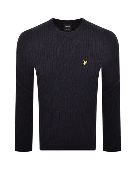 Lyle & Scott Blue Cable Knit Jumper for men