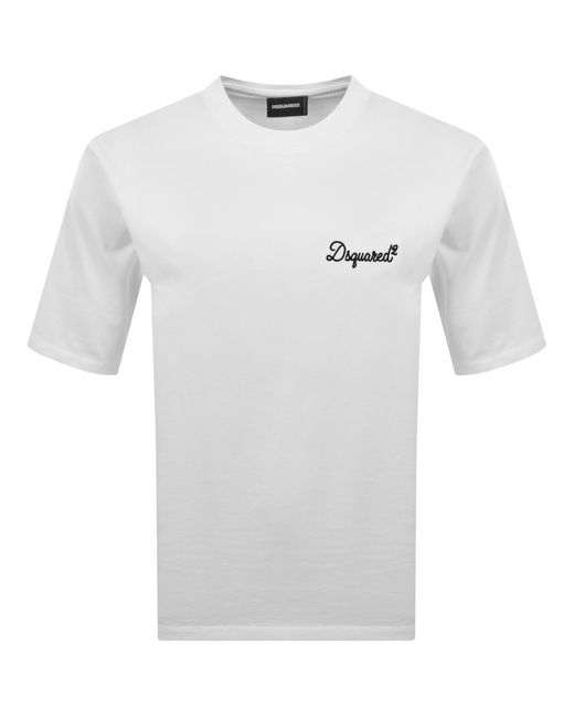DSquared² White Signature Loose Fit T Shirt for men