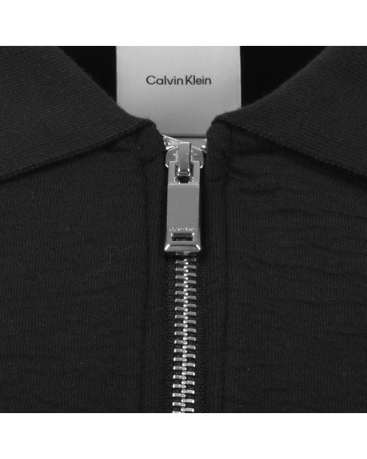 Calvin Klein Black Quarter Zip Polo T Shirt for men