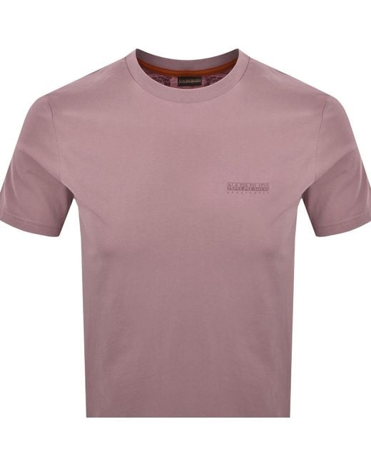 Napapijri Purple Yourte Logo T Shirt for men