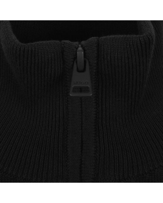 HUGO Black San Quintus Half Zip Knit Jumper for men