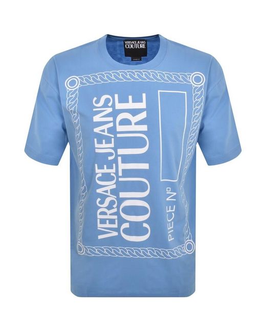 Versace Blue Couture Logo T Shirt for men