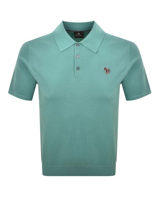 Paul Smith Green Knit Polo T Shirt for men