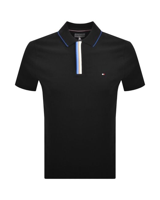 Tommy Hilfiger Black Pique Placket Detail Polo for men
