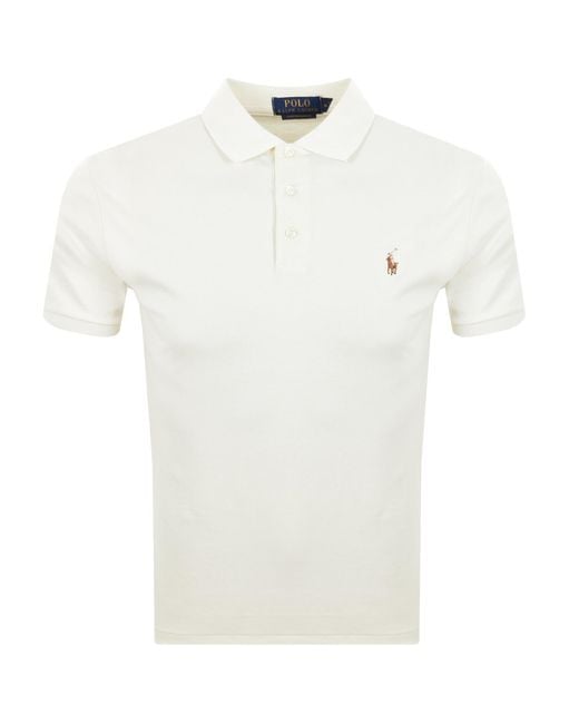 Ralph Lauren White Custom Slim Fit Polo for men