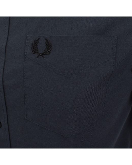 Fred Perry Blue Oxford Short Sleeve Shirt for men
