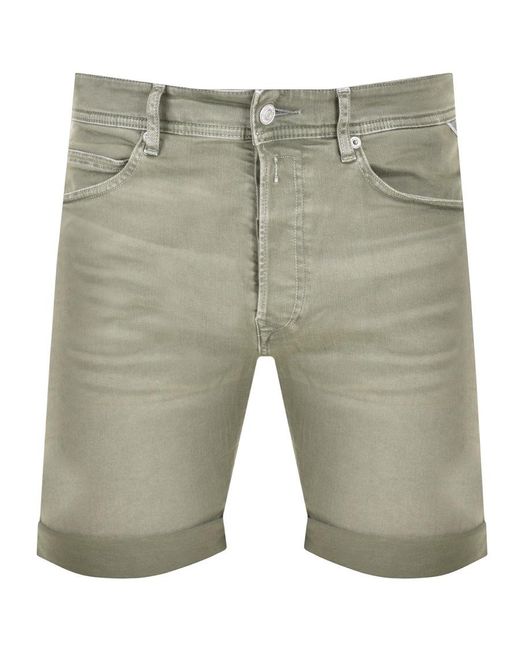 Replay Green Rbj 901 Khaki Wash Shorts for men