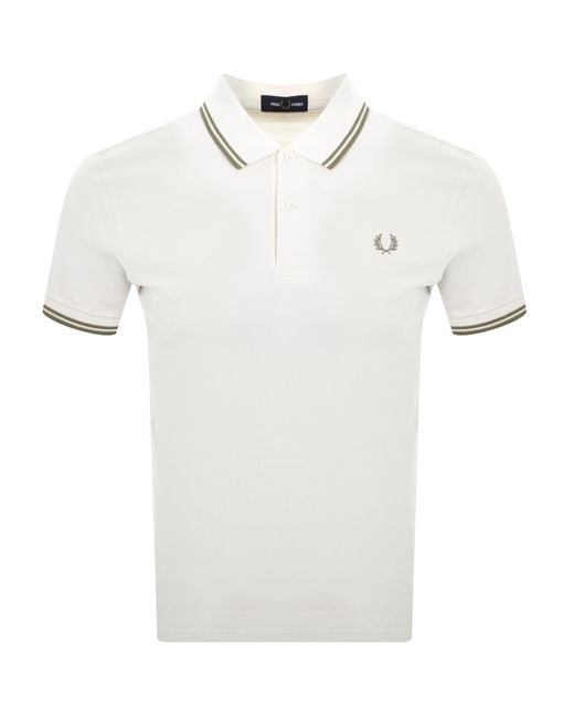 Fred Perry White Twin Tipped Polo T Shirt for men