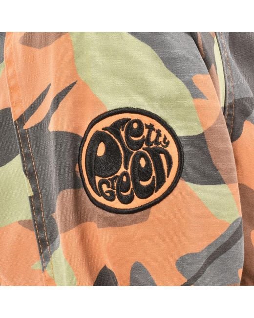 Pretty Green Orange Rave Camo Hooded Jacket for men
