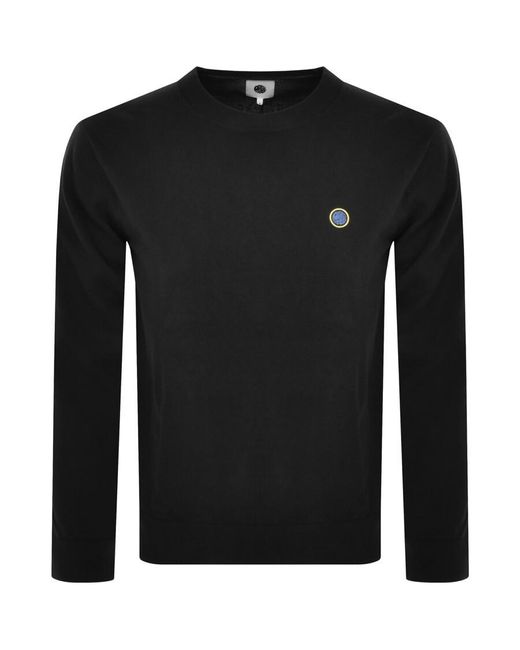 Pretty Green Black Cotton Tipped Knit Jumper for men