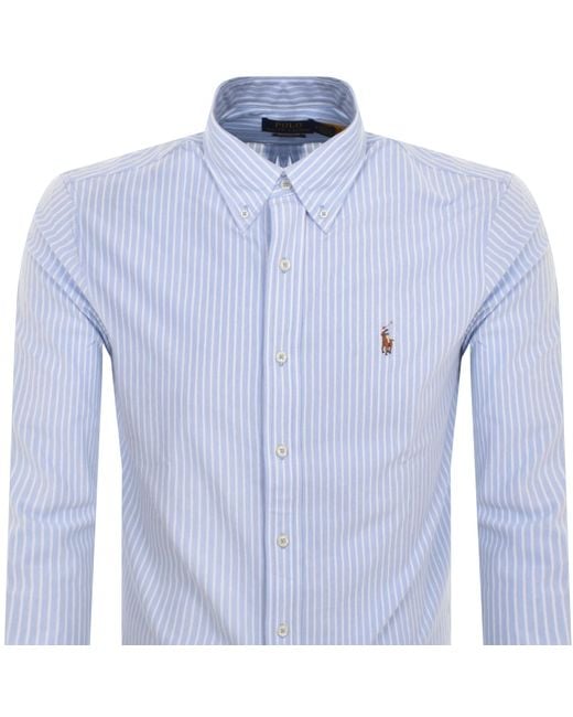 Ralph Lauren Blue Knit Oxford Shirt for men