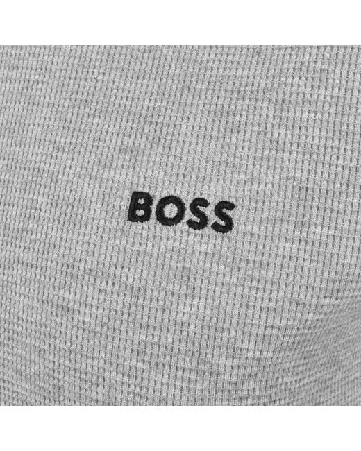 BOSS BUSINESS Gray Boss Waffle T Shirt for men