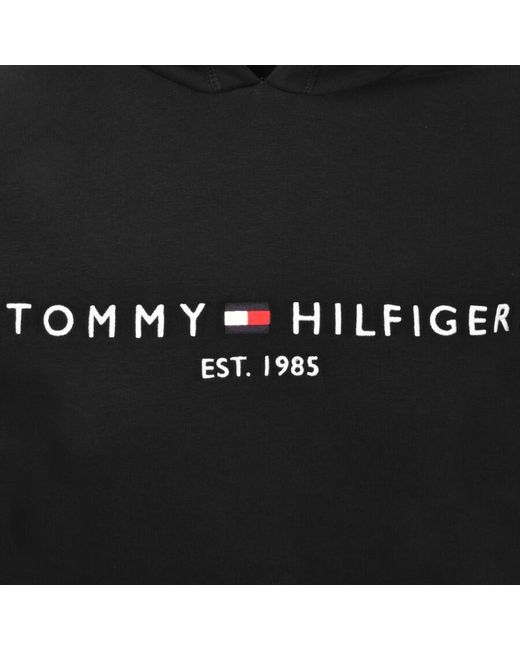 Tommy Hilfiger Big & Tall Flock Stripe Logo Hoodie In Black for men