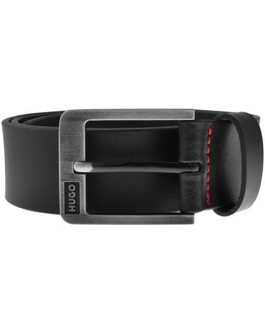 HUGO Black Grover Leather Belt for men