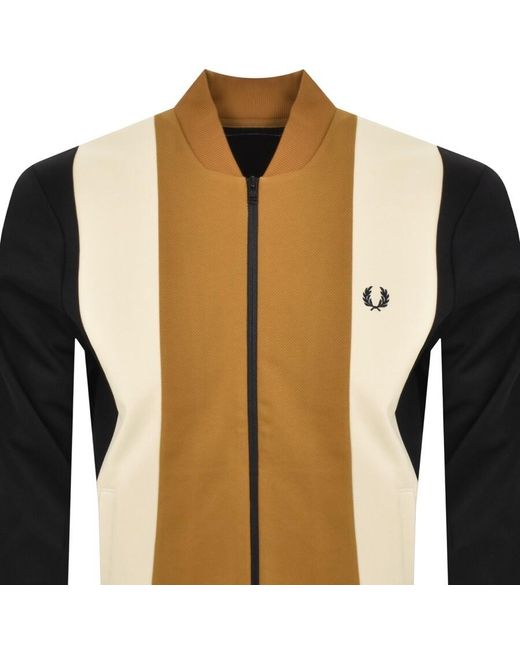 Fred Perry Black Colour Block Track Top for men