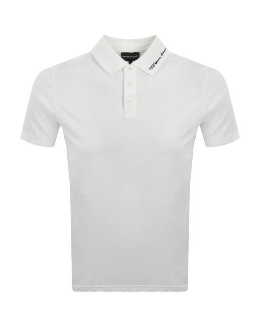 Armani White Emporio Short Sleeved Polo T Shirt for men