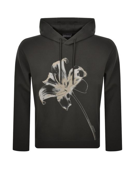 Armani Gray Emporio Printed Hoodie for men