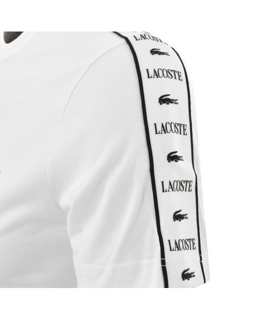 Lacoste White Tape Logo Crew Neck T Shirt for men