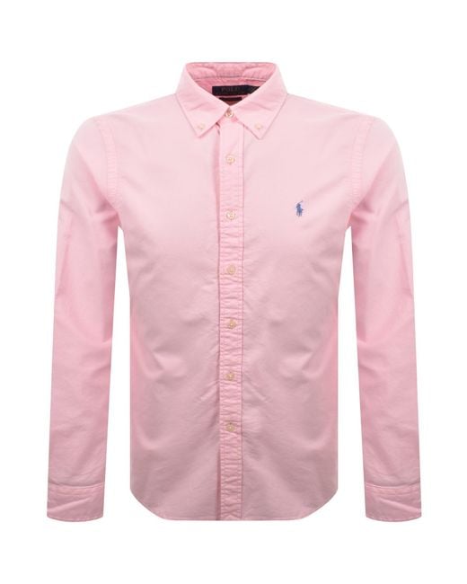 Ralph Lauren Pink Long Sleeve Shirt Carmel for men