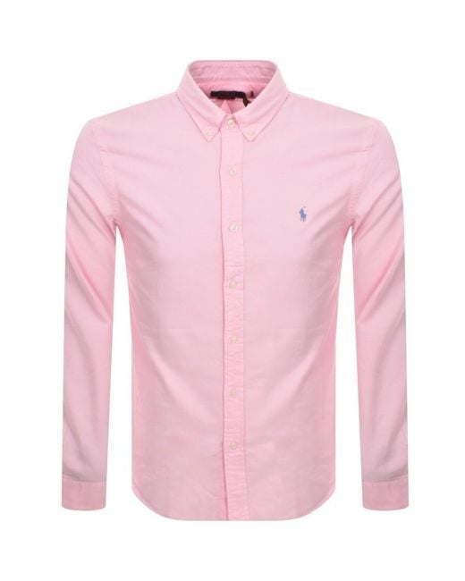Ralph Lauren Pink Oxford Long Sleeved Shirt for men