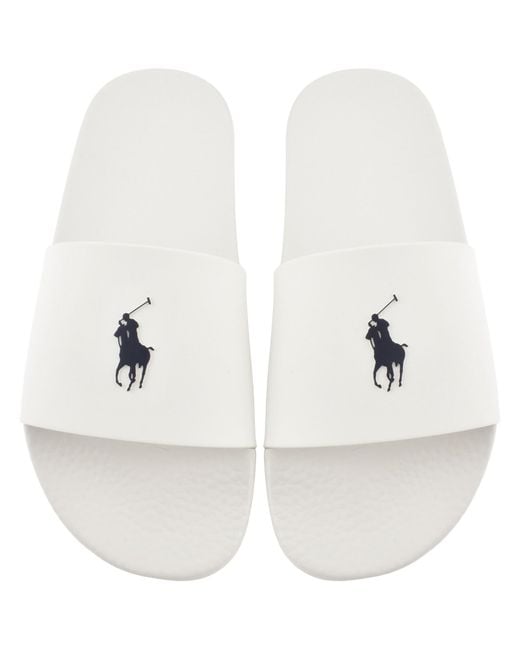 Ralph Lauren White Logo Sliders Ceramic for men