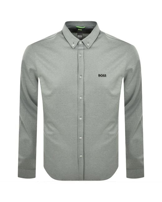 Boss Gray Boss B Motion Long Sleeve Shirt for men