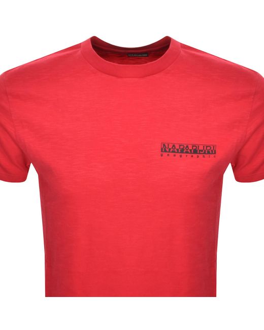 Napapijri Red S Martre Short Sleeve T Shirt for men