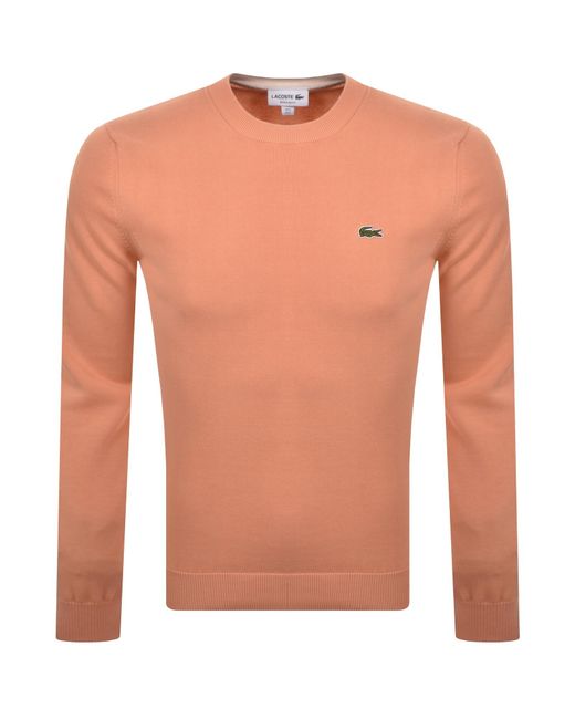 Lacoste Orange Crew Neck Knit Jumper Coral for men
