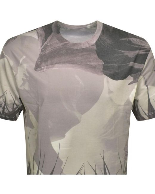 Armani Exchange Gray Crew Neck Graphic T Shirt for men