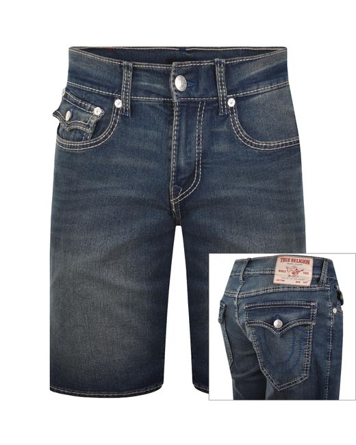 True Religion Blue Ricky Big T Flap Shorts for men