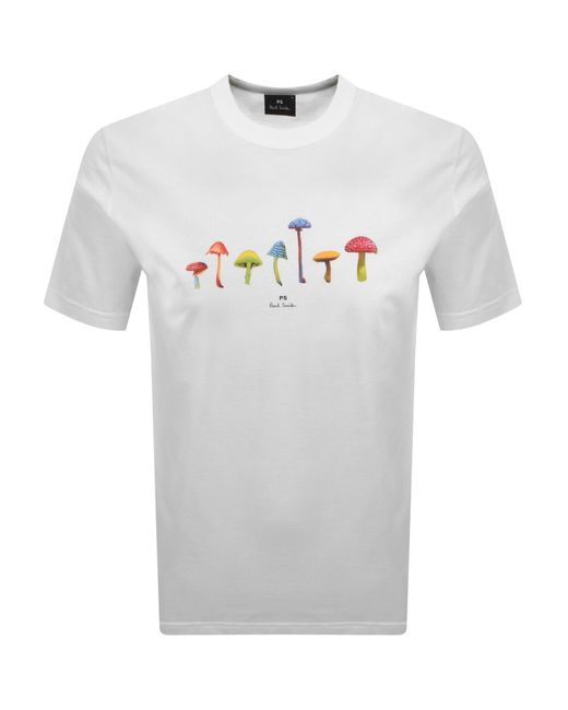 Paul Smith White Mushrooms T Shirt for men