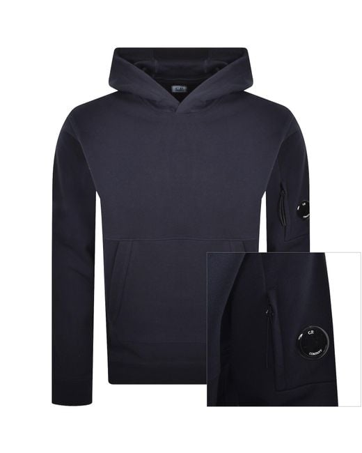 C P Company Blue Cp Company Diagonal Raised Hoodie Dark for men