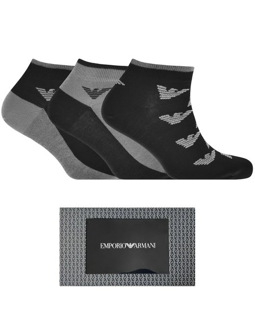 Armani Black Emporio 3 Pack Socks Gift Set for men