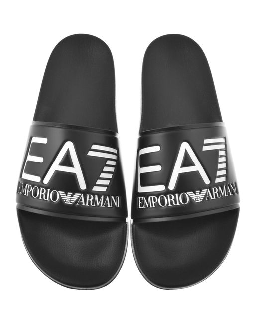 EA7 Black Emporio Armani Beach Sliders for men