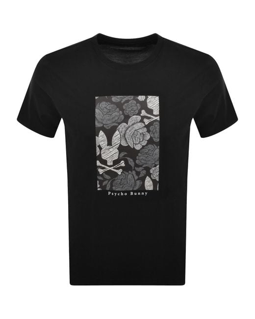 Psycho Bunny Black Rowen Graphic T Shirt for men