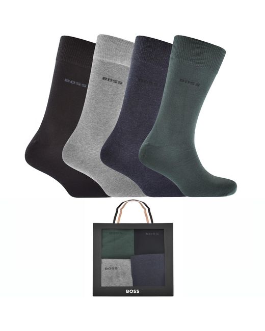 BOSS BUSINESS Black Boss 4 Pack Crew Socks for men