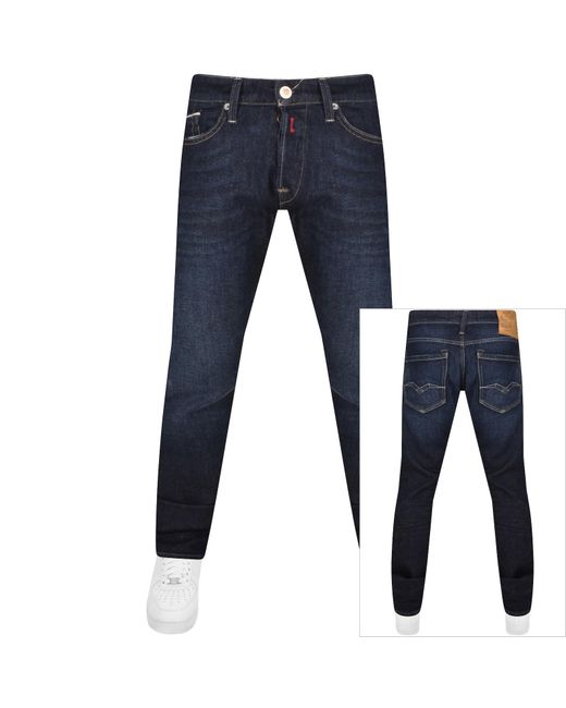 Replay Blue Waitom Regular Mid Wash Jeans for men