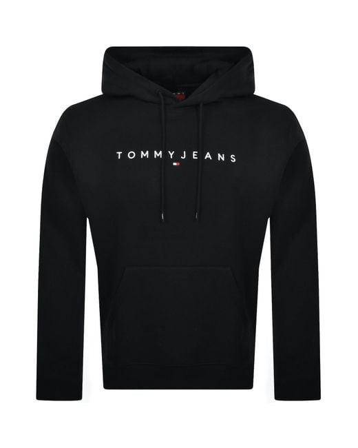 Tommy Hilfiger Black Linear Flag Logo Hoodie for men