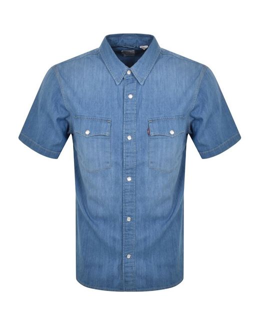 Levi's Blue Western Short Sleeved Shirt for men