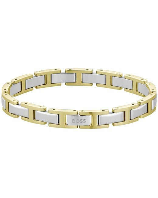 BOSS BUSINESS Metallic Boss Nolan Two Tone Linked Chain Bracelet for men