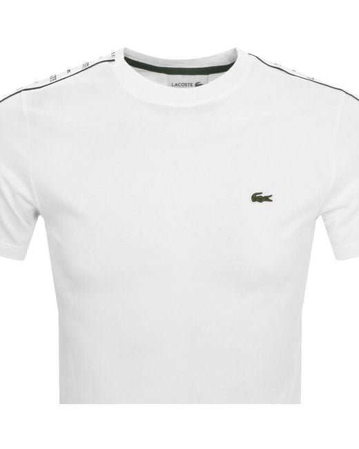 Lacoste White Tape Logo Crew Neck T Shirt for men