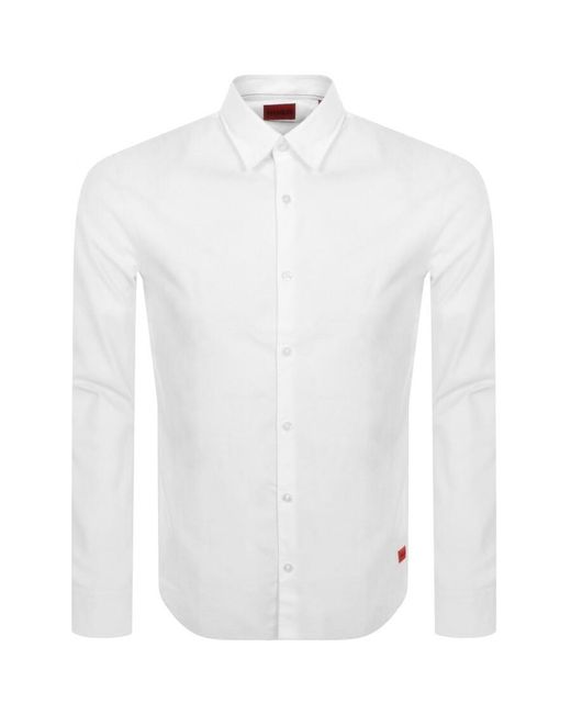 HUGO White Long Sleeved Ermo Shirt for men