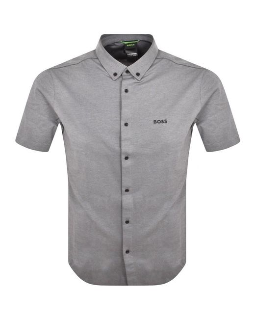 Boss Gray Boss Motion Short Sleeve Shirt for men