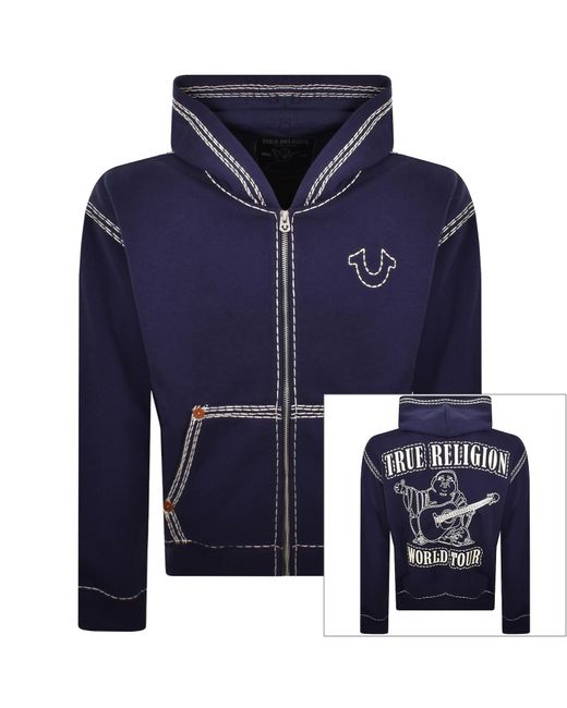 True Religion Blue Zip Up Hoodie Eclipse for men
