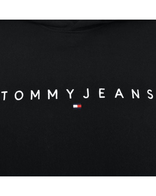 Tommy Hilfiger Black Linear Flag Logo Hoodie for men